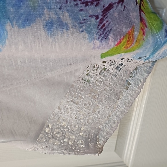 NWOT Time and Tru Sleeveless Floral Top Lace Beading Large - Picture 6 of 13